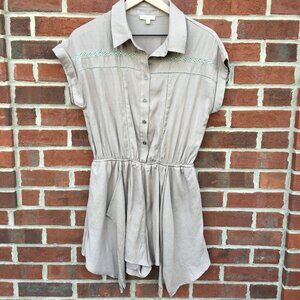 Kori America Shorts Romper Womens Small Mocha Tan Earthy Minimalist Asymmetrical